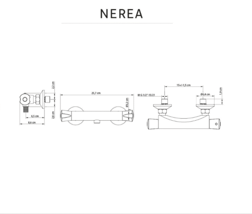 Schéma Mitigeur de douche thermostatique chrome Nerea - Tikamart