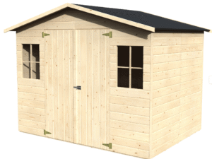 Abri de jardin en bois Kluane, rangement extérieur avec double porte et toiture en pente - Tikamart