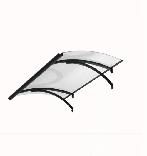 Auvent de porte en aluminium anthracite Olor 120x28x85 cm avec supports et gouttière - Tikamart