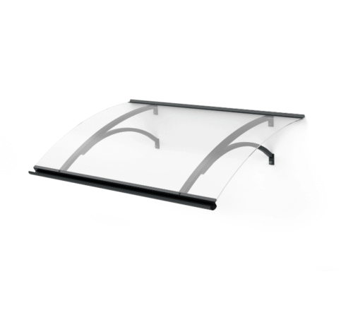 Auvent de porte en aluminium anthracite Olor 120x28x85 cm avec supports et gouttière - Tikamart