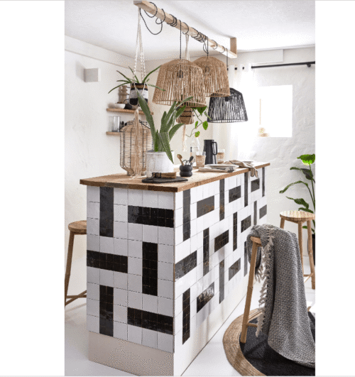 Carrelage mur intérieur effet zellige noir Zellie 4 - Tikamart