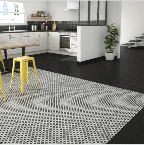 Carrelage mural et sol effet ciment noir et blanc Gatsby Corolle 20 x 20 cm
