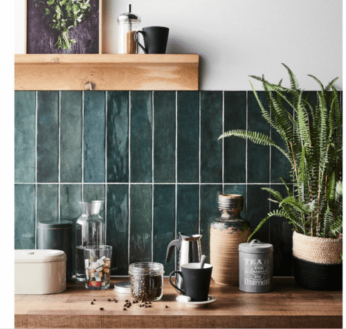 Carrelage mural vert foncé brillant Bakerstreet 7,5 x 30 cm